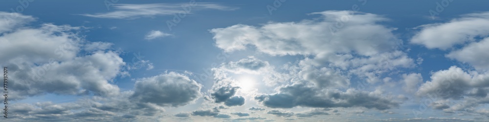 Poster blue skydome with haze in 360 hdri panorama in equirectangular format with zenith and clouds and sun