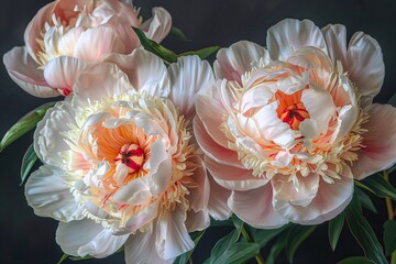 Flower Power White and Pink Peonies in Bloom Generative AI