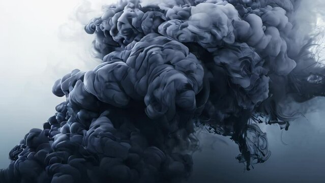 a swirling plume of dark gray smoke billowing upwards. The thick, rising smoke creates an eerie and mysterious atmosphere. 