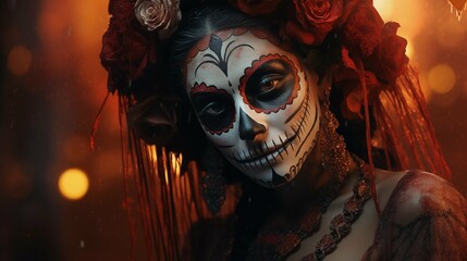 Day of the Dead celebration, including its attributes and traditions. - obrazy, fototapety, plakaty