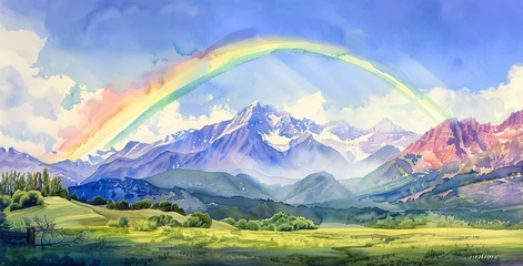 Foto op Canvas Rainbow Mountain Range Generative AI © Bipul Kumar