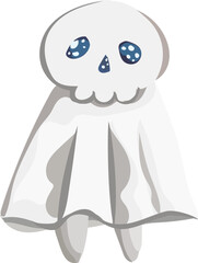 Halloween ghost illustration on transparent background.
