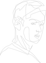 One line drawing man illustration on transparent background.
