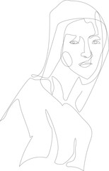 One line drawing women illustration on transparent background.
