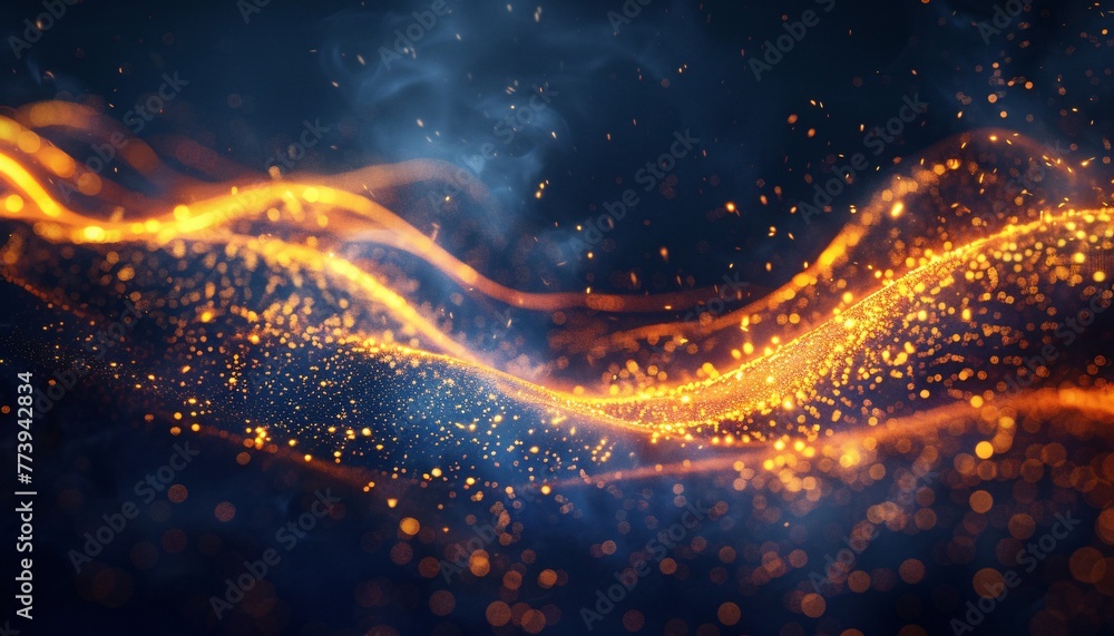 Poster Glowing Waves of Fire A Spectacular Display of Light and Color Generative AI