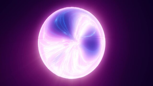 Purple glass energy plasma futuristic magic round ball sphere. Abstract background. Video in high quality 4k, motion design