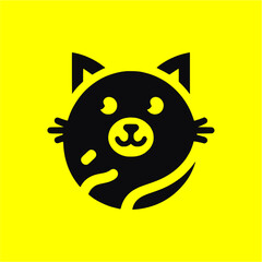 black cat  logo vector. home pet veterinary clinic icon