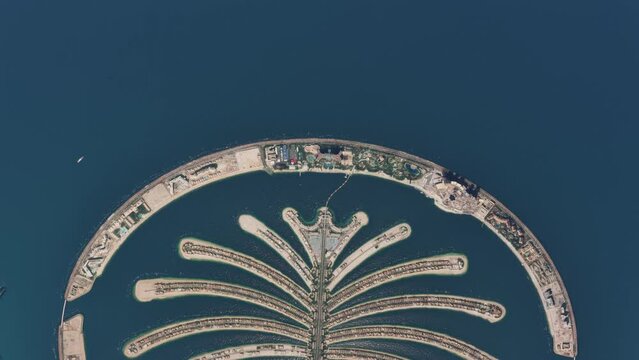 Top aerial view of The Palm Jebel Ali in Dubai. United Arab Emirates