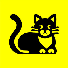 black cat  logo vector. home pet veterinary clinic icon