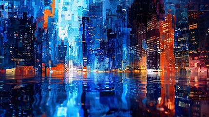 Foto op Plexiglas Cityscape at Night A Vibrant Urban Scene Generative AI © Bipul Kumar
