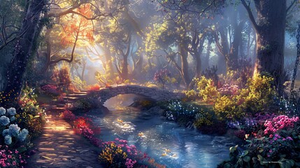 Fantasy Forest A Dreamy, Colorful, and Magical World Generative AI