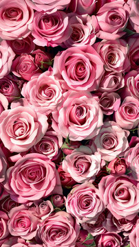 Pattern of French soft pink roses close-up