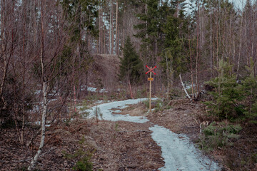 the snow melts in the ski trail