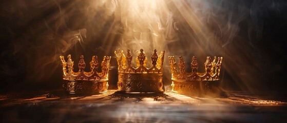 Crowns symbolizing Jesus journey from suffering to resurrected King - obrazy, fototapety, plakaty