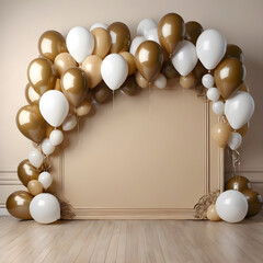 white beige balloons. festive background. the text space. copy space. for postcards , banners, posters, advertisements