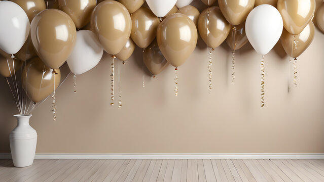 white beige balloons. festive background. the text space. copy space. for postcards , banners, posters, advertisements
