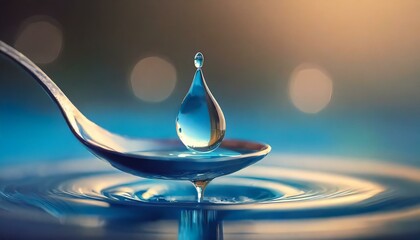 drop of water and teaspoon - obrazy, fototapety, plakaty