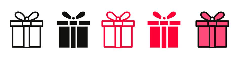 Festive Present Gift Box Icons for Surprises with Elegant Ribbon Bows