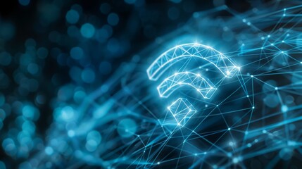 Wireless network and connection abstract data background with wifi symbol