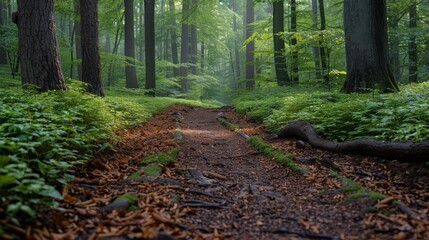Hiking Trail in a Dense Forest: Reflecting the popularity of outdoor and adventure themes. 
