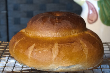 Fresh  home  baked  bread   cottage  style  loaf 