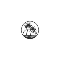 Fototapeta na wymiar palm tree hipster vintage logo vector icon illustration 