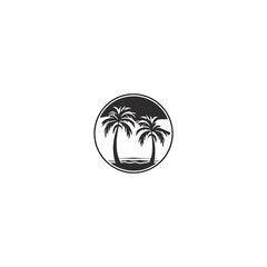 palm tree hipster vintage logo vector icon illustration
