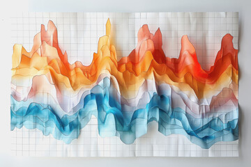 Minimalist paper cut-out chart showing the workings of compound interest in pastel watercolors.
