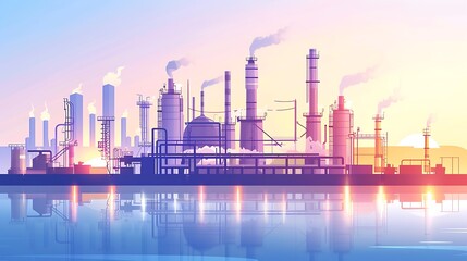 oil and gas power plant refinery with storage tanks facility for oil production or petrochemical factory infrastructure. Generative Ai