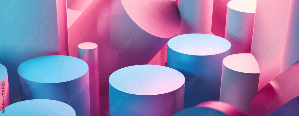 Poster pink and blue blocks a colorful and vibrant display generative ai