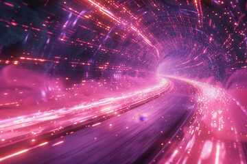 Obraz premium Pastel lighting, Internet Technology. How information and media move around the internet.