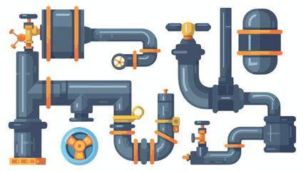 Bitmap illustration of pipe and tube icon. Set of pipe