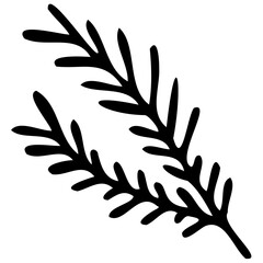 Hand drawn leaves line linear black strock Symbol visual illustration