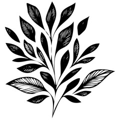 Hand drawn leaves line linear black strock Symbol visual illustration