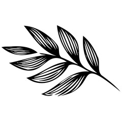 Hand drawn leaves line linear black strock Symbol visual illustration