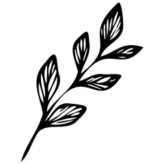 Hand drawn leaves line linear black strock Symbol visual illustration