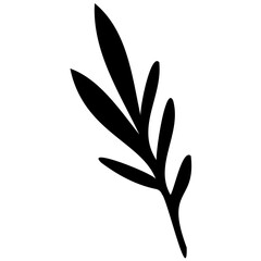 Hand drawn leaves line linear black strock Symbol visual illustration
