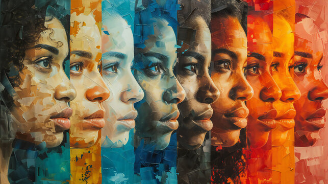 Diverse Women’s Faces Collage - Different Expression Art