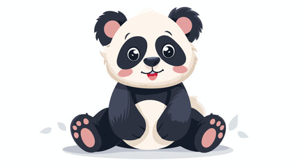 Cartoon cute little panda sitting flat vector