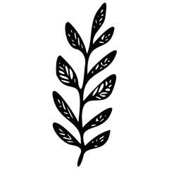 Hand drawn leaves line linear black strock Symbol visual illustration Botanical linear flower set. Abstract creative floral collection, minimalist flowery art for print, tattoo. Vector illustration