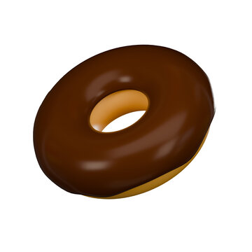 Donut 3D icon isolated on transparent background, 3D render, Fast food 3d icon.