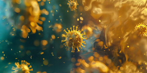 A close up of a virus with a yellowish color