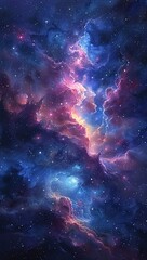 Purple Nebula with Pink and Blue Hues Generative AI
