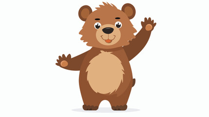 Cartoon funny little bear presenting flat vector isolated