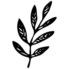 Hand drawn leaves Symbol visual illustration Tropical Leaves in doodle style. Vector hand drawn black line design elements. Exotic summer botanical illustrations. Monstera leaves, palm, banana leaf