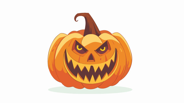 Cartoon Halloween pumpkin flat vector isolated on white