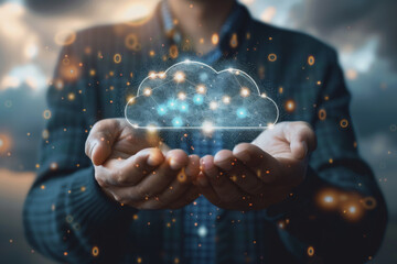 Businessman holding stock market graphic, networking, and data analytics connection, network.