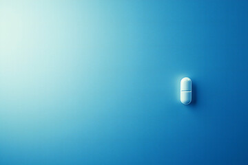 Pill on blue background, medicine concept