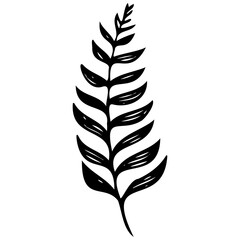 Fototapeta premium Hand drawn leaves line Symbol visual illustration Floral branch and minimalist flowers for logo or tattoo. Hand drawn line wedding herb, elegant leaves for invitation Botanical rustic trendy greenery
