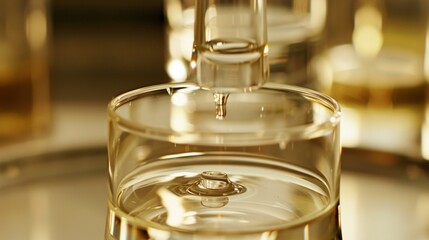 A close-up shot of botanical extracts being delicately infused into a crystal-clear serum formula